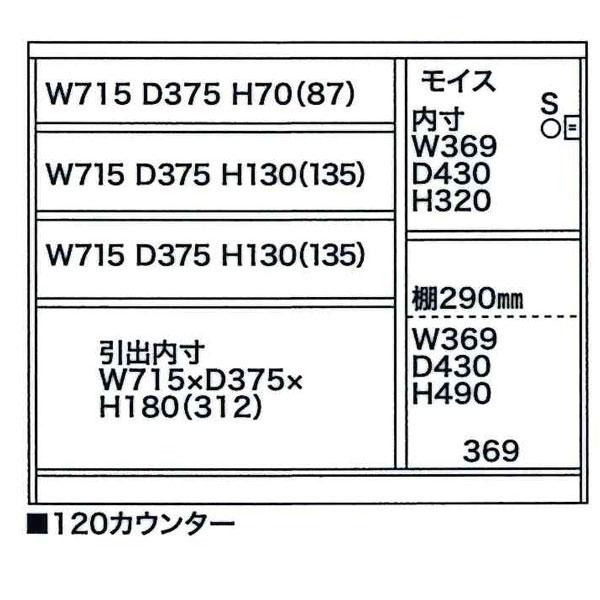 キッチンカウンター 低め レンジ台 幅120cm 「セイント」 国産 日本製 完成品 開梱設置 白 ウォールナット_3