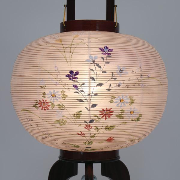 盆提灯 銘木行灯 大内行灯 大11号 銘木花梨絹二重絵入 桐箱入 電気