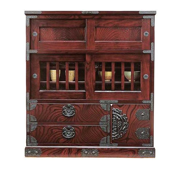 受注生産 民芸家具 和 和風 茶棚 85cm幅 筑後民芸 84茶箪笥-1型 国産