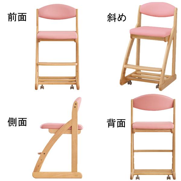 浜本工芸 学習椅子 学習イス 学習チェア キャスター付き 子供 木製 ピンク ブルー グリーン ホワイト 合成皮革 DSC-28 国産 日本製 受注生産品 送料無料の画像
