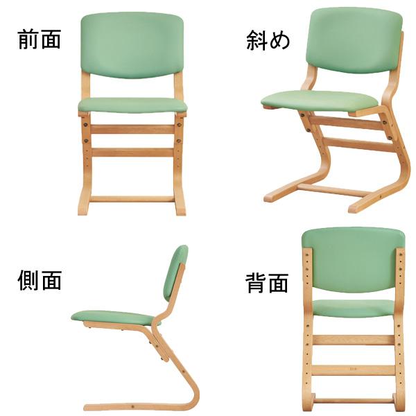 浜本工芸 学習椅子 学習イス 学習チェア 子供 木製 ピンク ブルー グリーン ホワイト 合成皮革 DSC-41 国産 日本製 受注生産品 送料無料の画像
