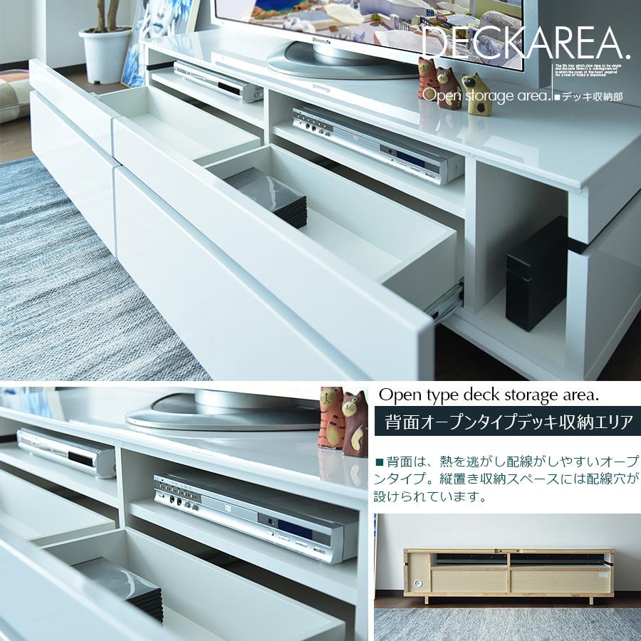 テレビボード 150cm ホワイト 光沢 艶 ハイグロス TVボード ロータイプ