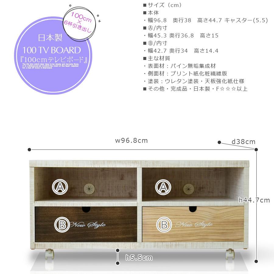 テレビ台 国産品 幅100 TVボード ローチェスト 2段 完成品 木製 モダン