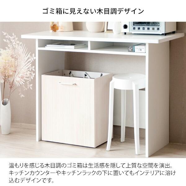 木製プッシュ式 分別ゴミ箱 ホワイト