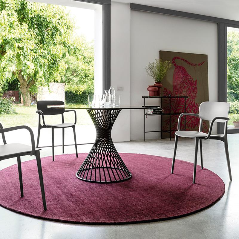 calligaris カリガリス オシャレ ガラス丸ダイニングテーブル calligaris カリガリス オシャレ ガラス丸ダイニングテーブル