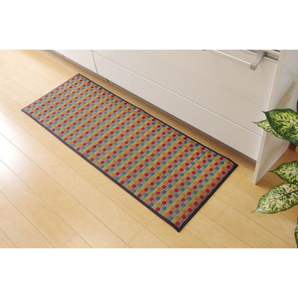 い草 キッチンマット/台所マット 〔ドット柄 グリーン 約80×240cm〕 防滑 ウレタン 抗菌 防臭 調湿 クッション性抜群 日本製_14