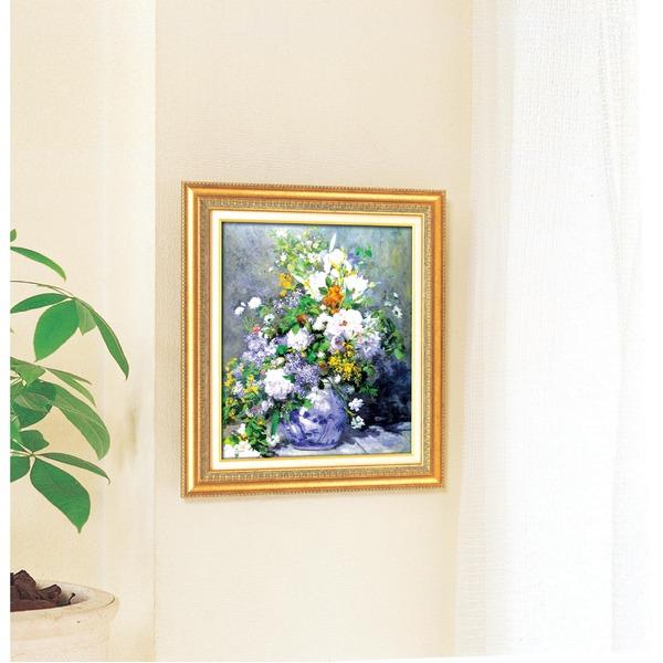 名画額縁 フレームセット F10号 ルノワール 「花瓶の花」 670×595×38mm 壁掛けひも付き金フレームの画像
