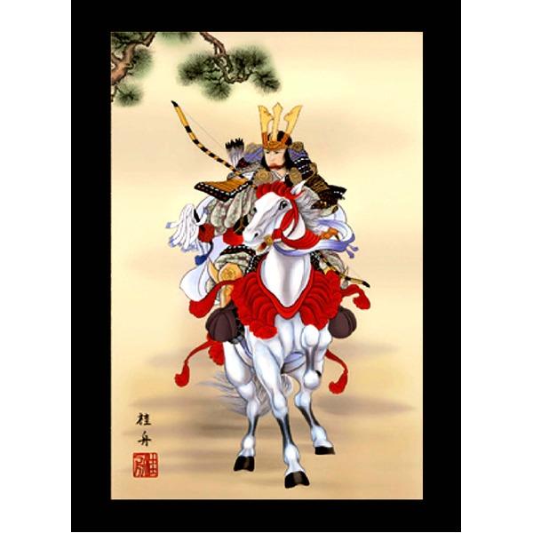 〔 節句掛軸 祝い掛軸 〕こどもの日 端午の節句 掛け軸 長江桂舟 子どもの日 掛軸 「白馬武者」_1