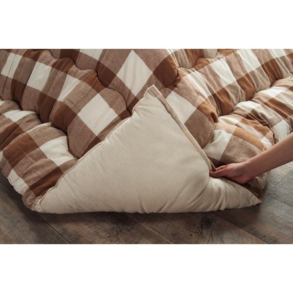 インド綿 こたつ布団/寝具 〔チェック柄 ローズ 約205×205cm〕 正方形 綿100％ 通気性 耐久性 軽量 東レ 〔リビング〕_13