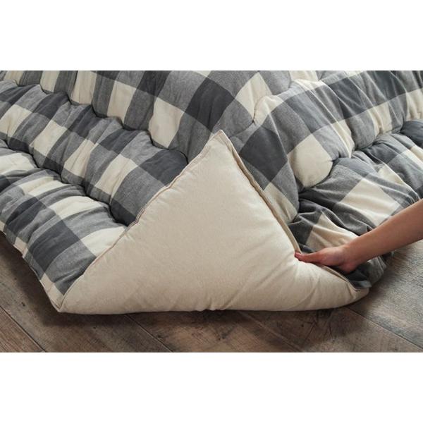 インド綿 こたつ布団/寝具 〔チェック柄 ローズ 約205×205cm〕 正方形 綿100％ 通気性 耐久性 軽量 東レ 〔リビング〕_17