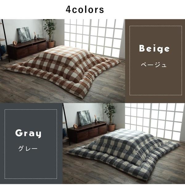 インド綿 こたつ布団/寝具 〔チェック柄 ローズ 約205×205cm〕 正方形 綿100％ 通気性 耐久性 軽量 東レ 〔リビング〕_6