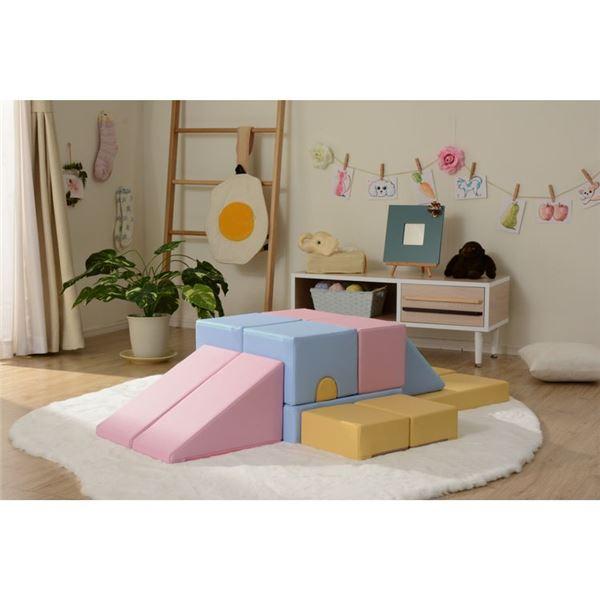プレイクッション/知育玩具 〔ピンク/イエロー 8個セット ピンク4個・イエロー4個〕 ウレタンフォーム 日本製 〔リビング〕〔代引不可〕_4