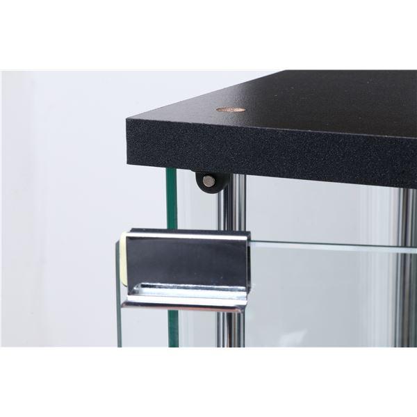 コレクションケース 約幅42.5×奥行36.5×高さ162cm 4段 ブラック 強化ガラス 背面ミラー LED ディスプレイケース リビング_2
