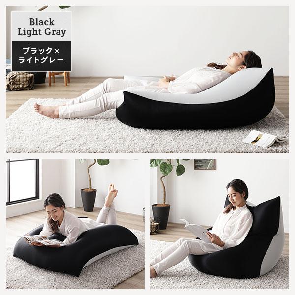 ビーズクッション 約110cm×71cm 特大 ネイビー 日本製 吸水速乾 帯電防止 体圧分散 軽量 2WAY ソファー リビングの画像