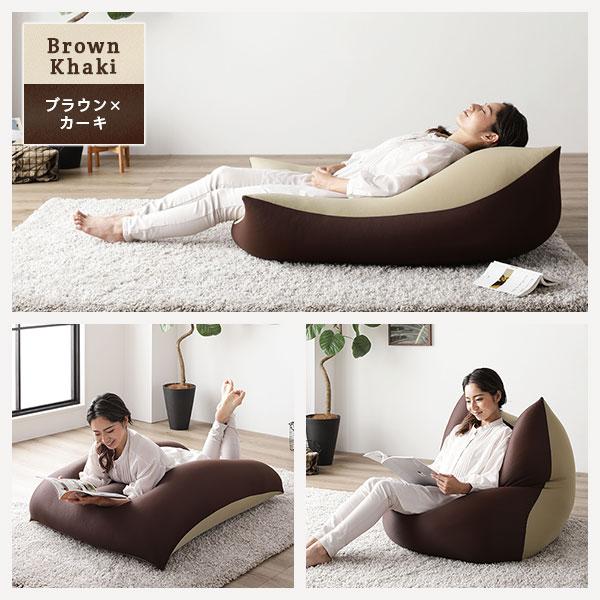 ビーズクッション 約110cm×71cm 特大 ネイビー 日本製 吸水速乾 帯電防止 体圧分散 軽量 2WAY ソファー リビングの画像