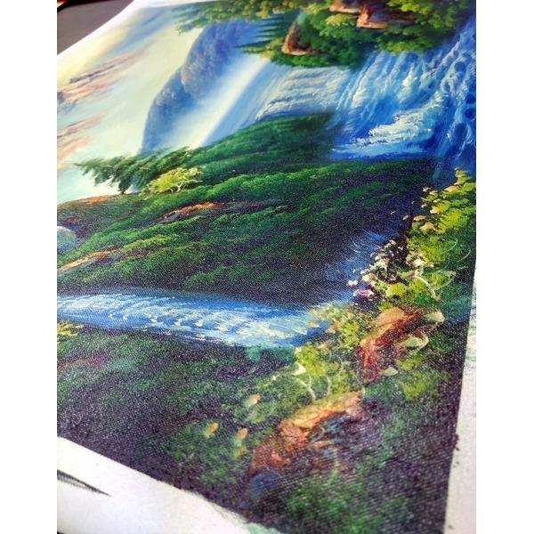 〔 迫力ある大きい油絵 〕 油絵額 F10号サイズ グリーン 「大自然の恵」 豪華な金のフレーム 自然画 油彩 油彩画 絵画額の画像