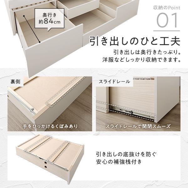 〔組立設置付き〕 収納 ベッド セミダブル 国産薄型ポケットコイルマットレス付き ホワイト BBB 引き出し 棚付き 宮付き 日本製