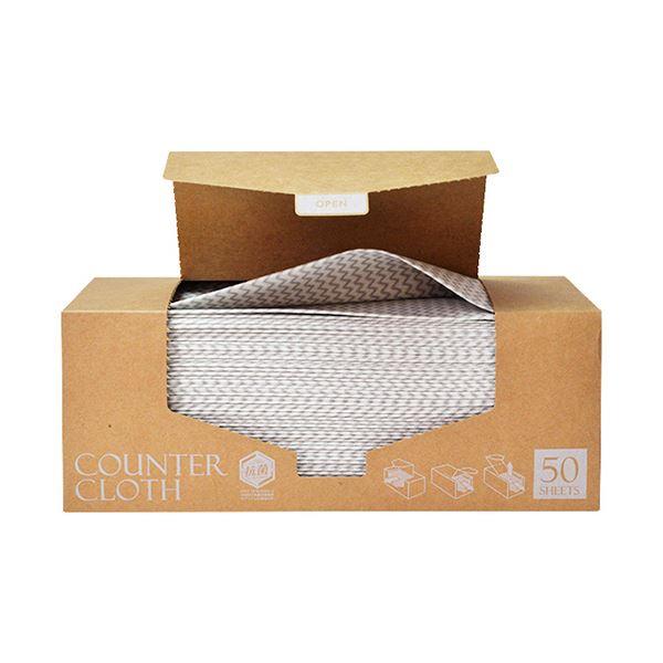 （まとめ） ストリックスデザイン抗菌カウンタークロス厚手 BOXタイプ グレー SA-164 1箱（50枚） 〔×5セット〕_1
