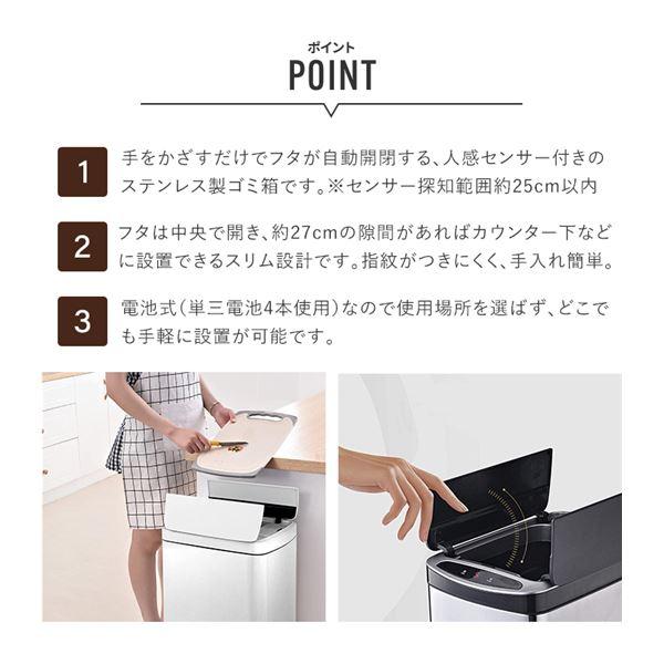 SDB-BT50WH センサー式ステンレスダストBOX スリムタイプ50L ホワイト WHの画像