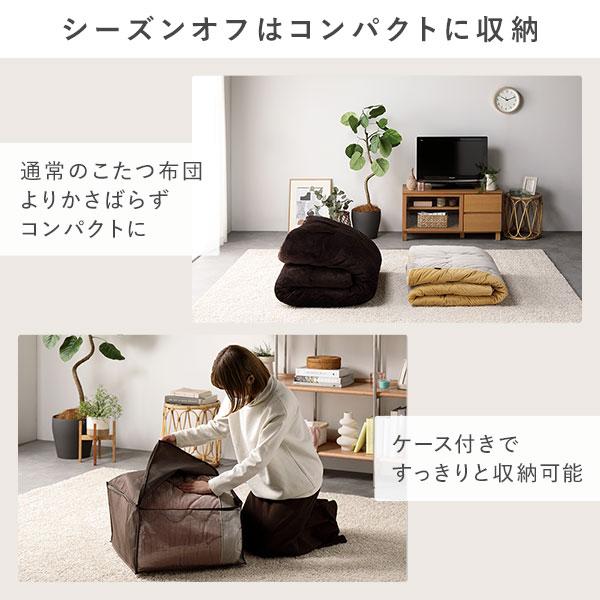 こたつ布団 こたつ掛け布団 単品 約190×190cm イエロー 正方形 薄掛け 洗える くすみカラー フランネル コーデュロイ調の画像