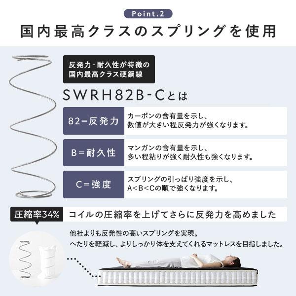 ベッド ワイドキング 220 S＋SD 国産ポケットコイルマットレス付 レギュラー シャビーオーク 宮付 連結ベッド すのこベッド_16