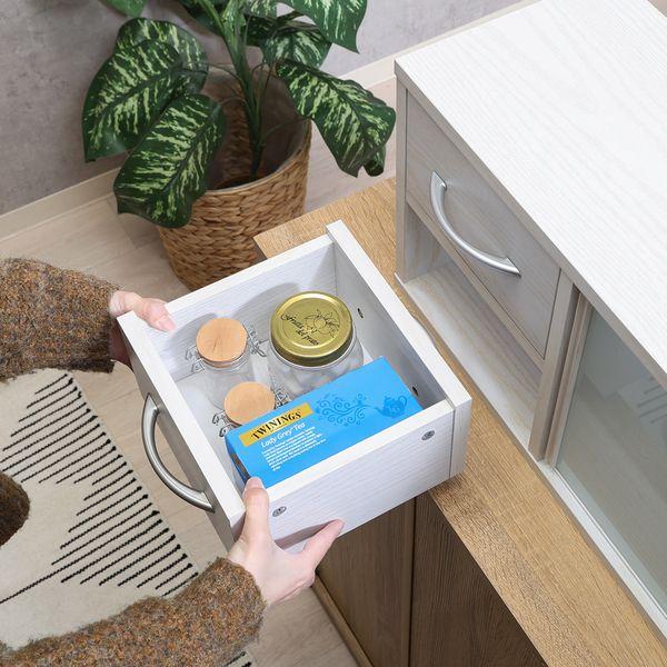カウンター上収納ラック 約90cm幅 オークホワイト 組立品の画像
