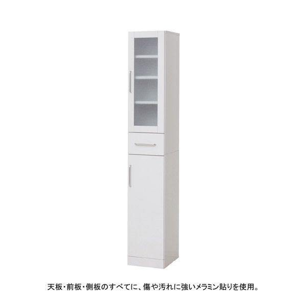 食器棚 キッチン収納 約30×180cm ホワイト 可動棚 棚付 扉収納
