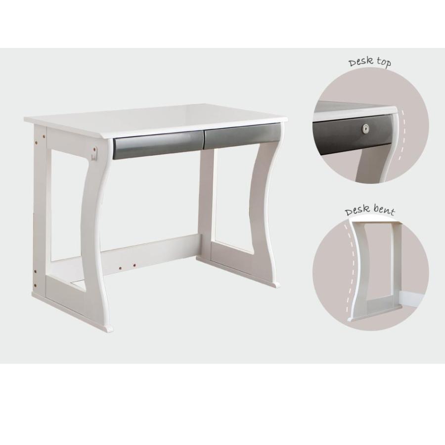 システムベッド　システムデスク　4点セット　鏡面塗装　ホワイト　白　女の子　女子　ハート　楕円　シンプル クルス　セット　ベッド