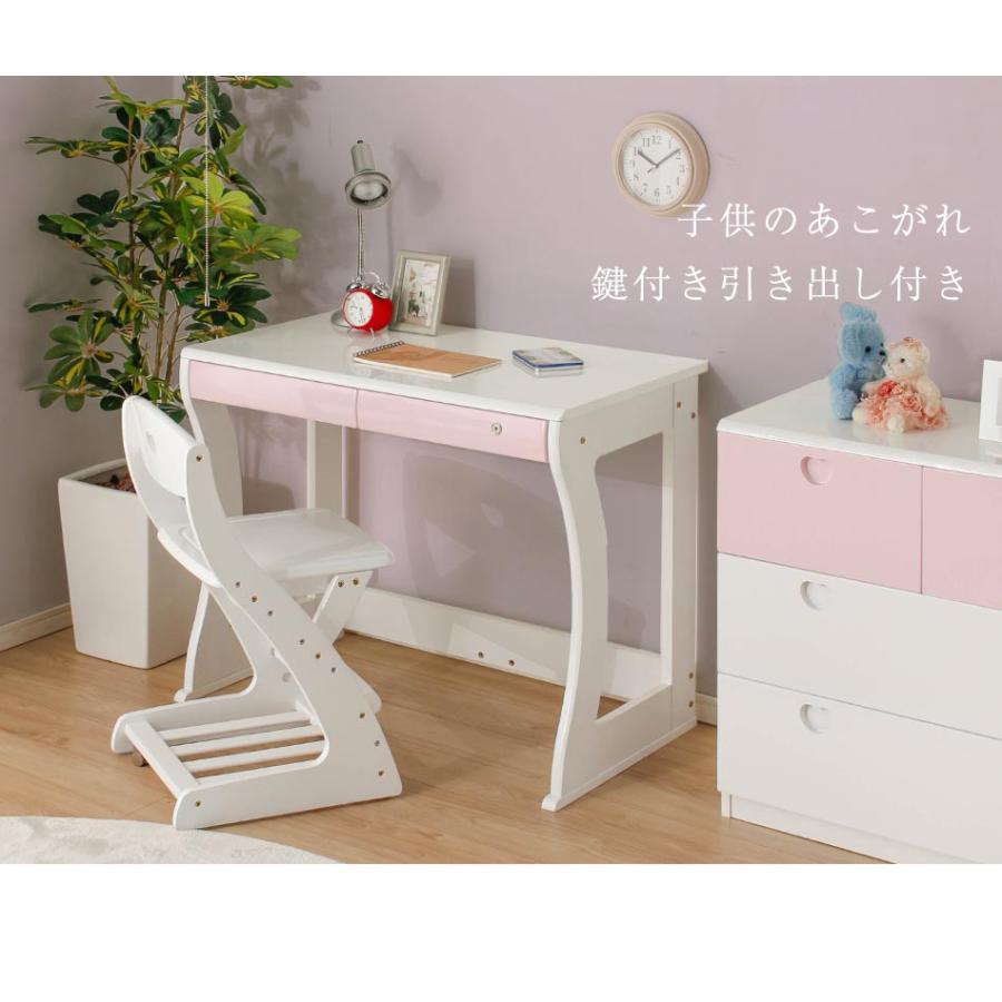 システムベッド　システムデスク　4点セット　鏡面塗装　ホワイト　白　女の子　女子　ハート　楕円　シンプル クルス　セット　ベッド