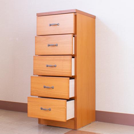 ナチュラル 幅39cm 5段 スリムチェスト すき間収納 隙間収納 整理