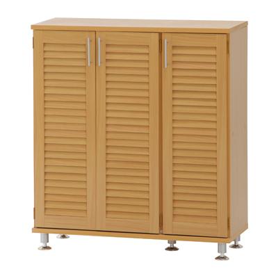 送料無料 ルーバーシューズボックス 高さ101cm ブラウン/ナチュラル シューズラック 靴収納 ラック 玄関収納 下駄箱  おしゃれ 棚  fjbe rank 収納家具の画像