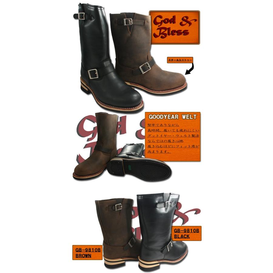 G B オール本革 レザー エンジニアブーツ メンズ 人気のファッションブランド シューズ Gb 9810b 紳士靴 大きいサイズあり レットウィングタイプ Bigサイズ