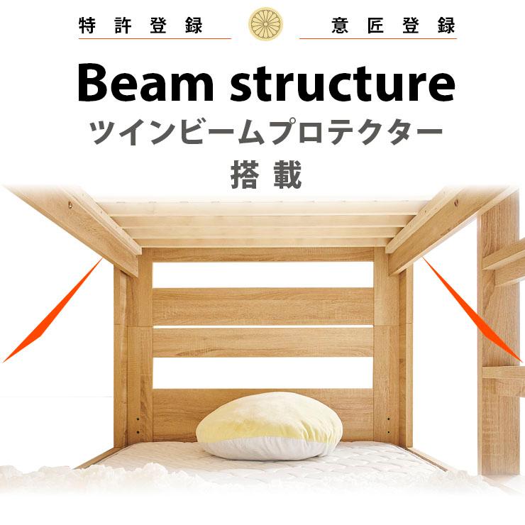 二段ベッド cozy マットレス 2枚セット ロータイプ 耐震 耐荷重500kg 分割 コンパクト 木製 ベッド フレーム 大人用 子供 おしゃれ シングル ラウンディ_4