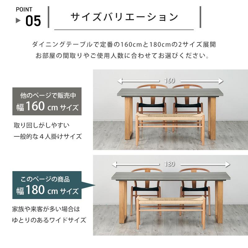 テーブル 単品 180×58 コンクリート柄 セメント柄 4人掛け 6人掛け 木製 木脚 長方形 180cm リビング 【アイデックモダン】 ダイニング テーブル