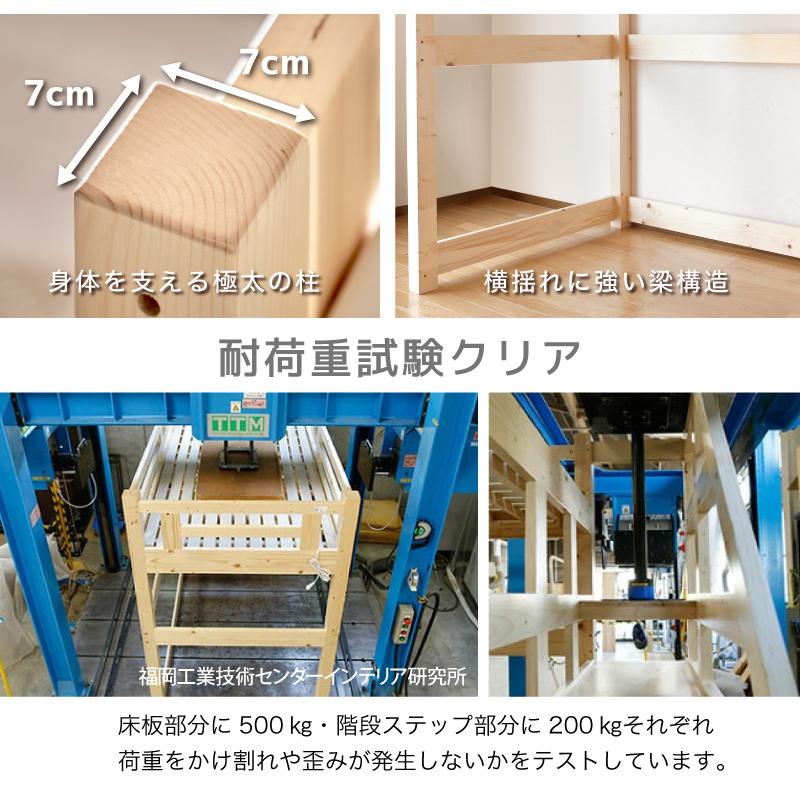 KAGUWORLD ロフトベッド 階段 安心安全 宮付き 子供部屋 高耐荷重 