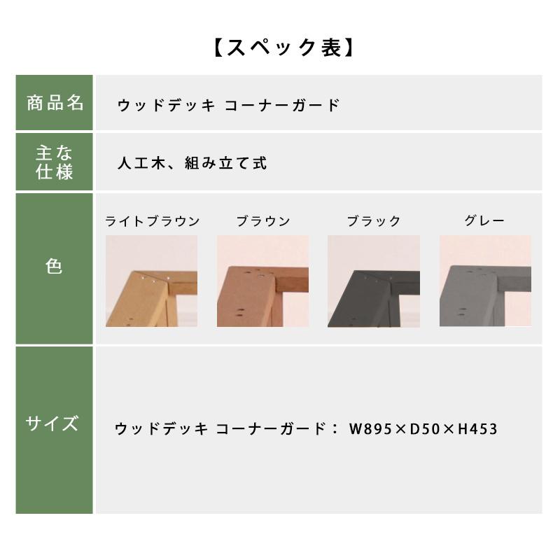 ウッドデッキ　人口木　柵のみ　コーナー、ストレートガード2点セット　ブラウン KAGUWORLD ウッドデッキ コーナーガード 単品 柵 ガード ウッドテラス