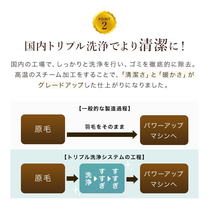 羽毛掛け布団 ダブル 羽毛布団 日本製 ダウン 90% 立体キルト ロング ホワイトダックダウン 抗菌 国産 ふとん｜kagurashi｜08