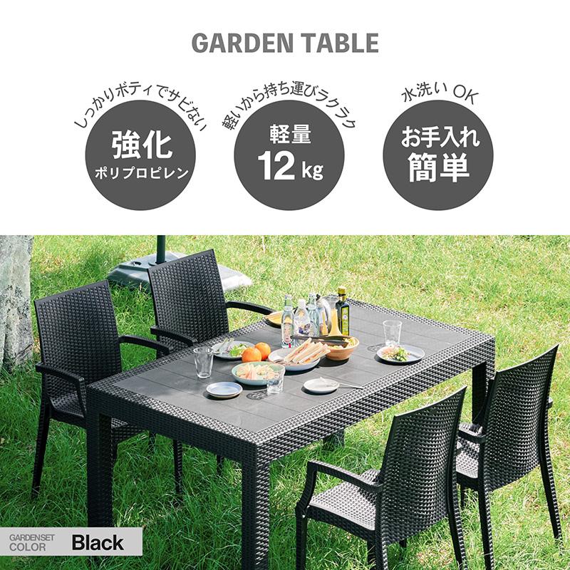 KAGUWORLD ガーデンテーブル 幅 150cm 150 テーブル 単品 長方形 四角