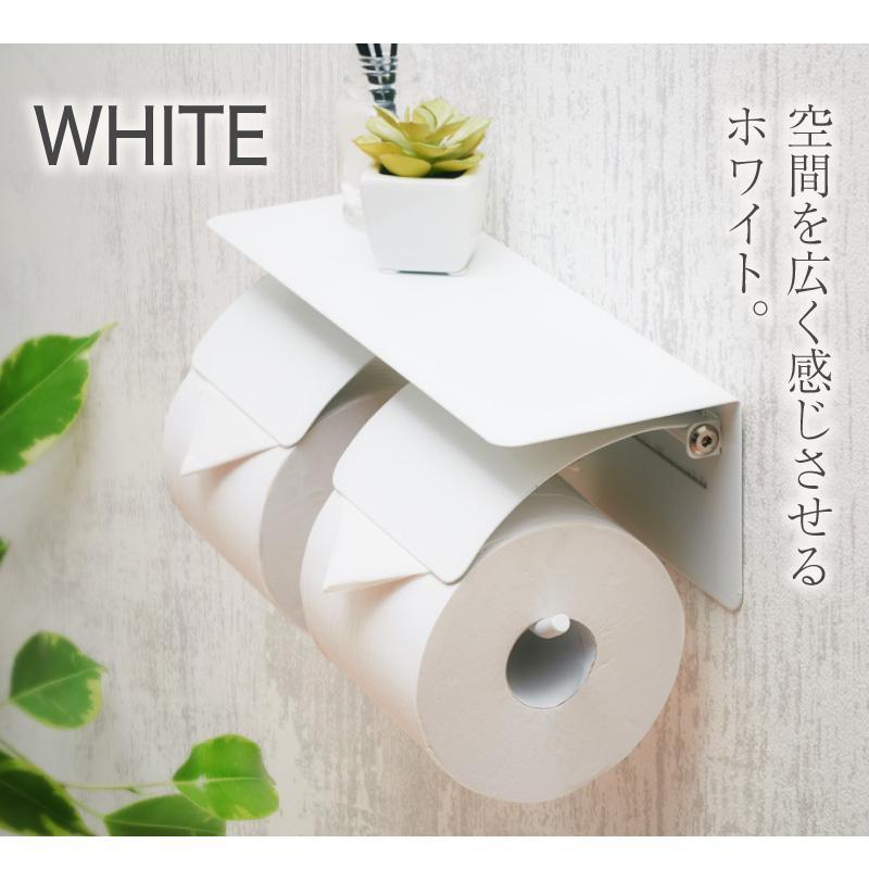 トイレットペーパーホルダー おしゃれ 2連 トイレ用品 カジュアル 収納 お手洗い 棚 シンプル アイアン風 スチール 飾り棚 棚付き 戸建て 完成品｜kagurashi｜04