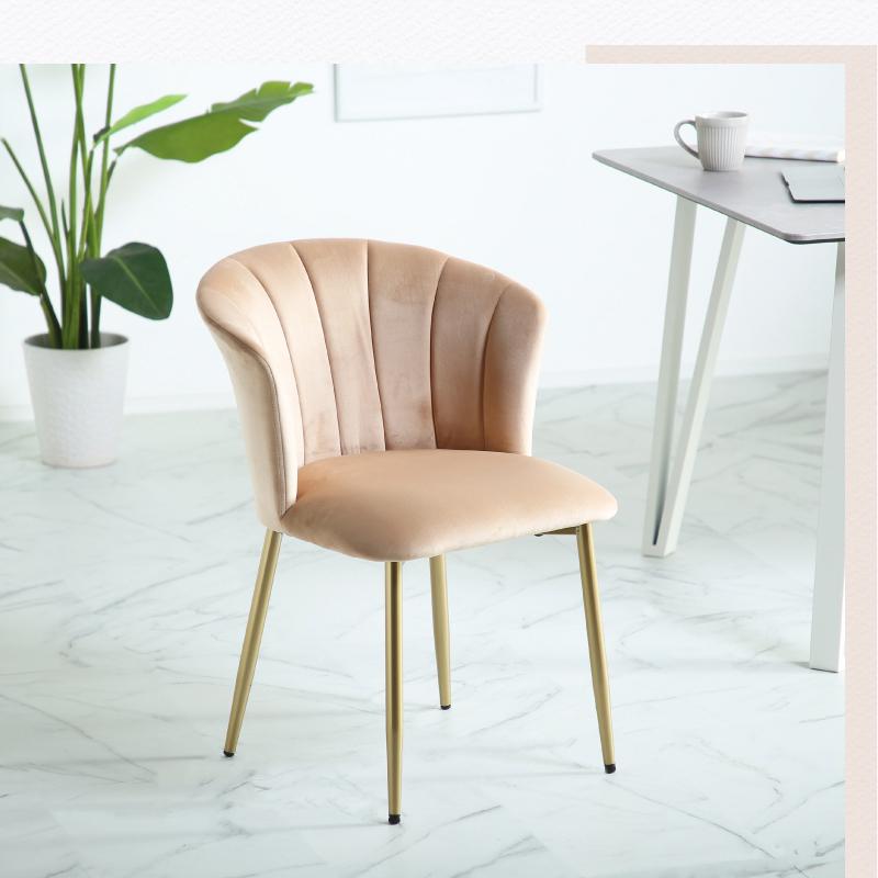 グレージュ　椅子　チェアー　ベルベット調ゴールドスチールオットマン　韓国家具 グレージュ 椅子 チェアー ベルベット調ゴールドスチールオットマン