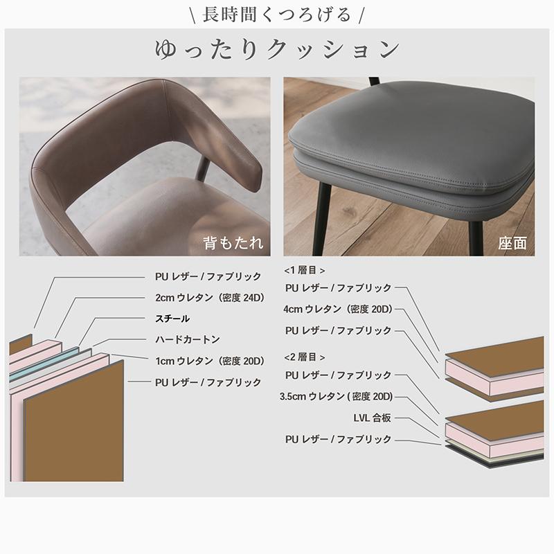 KAGUWORLD お掃除ロボット対応 ダイニングチェア 2脚 ファブリック