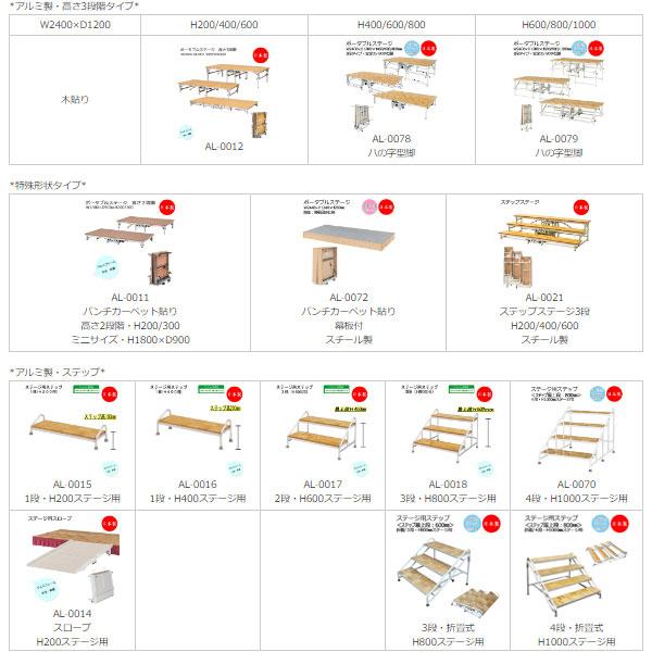 ポータブルステージ アルミ製 天板木貼り 高さ2段階 20cm 40cm