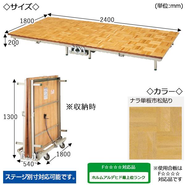 組立式ステージパネル 120×120／木目タイプ ポータブルステージ スチール製 天板木貼り ビッグサイズ 高さ20cm