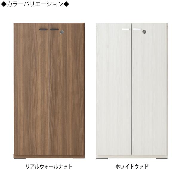 収納棚 キャビネット 本棚 書棚 戸棚 板戸タイプ 鍵付 幅約60cm 4段 ホワイト 白 ブラウン 茶 FM-0160の画像