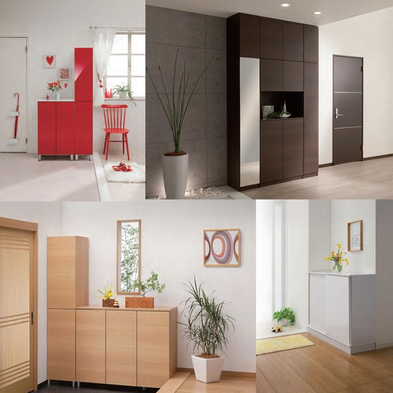 シューズボックス 下駄箱 靴入れ 隙間収納 台輪タイプ 開き戸 右