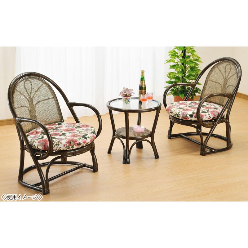 ラタン アームチェア ガラス天板付き ラタン アームチェア ガラス天板付き