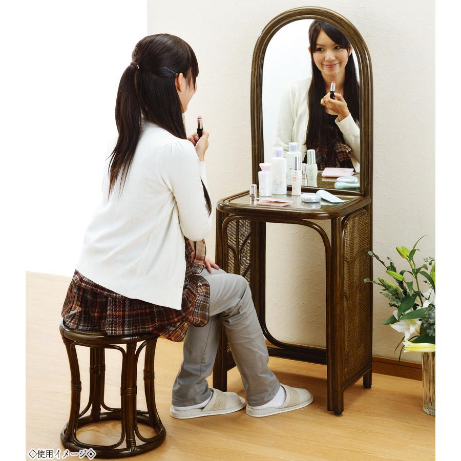 ラタン ドレッサー　スツール　鏡台　椅子　化粧台　家具 イス ドレッサー 鏡台 スツール 椅子付 作業デスク 幅45 奥行41 高さ130cm