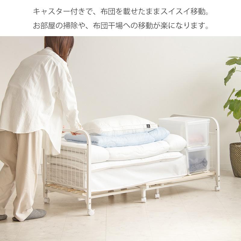 伸縮布団収納ラック 1段 寝具 布団収納 布団ラック 収納ワゴン 押入れ