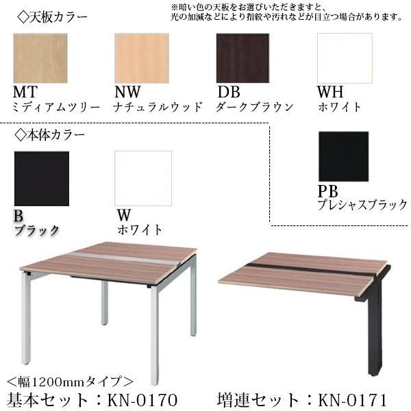 会議テーブル 増連セット ミーティングテーブル オフィスデスク フリーアドレス 幅120cm 奥行140cm 両面 オープン脚 コードホール KN-0171_3