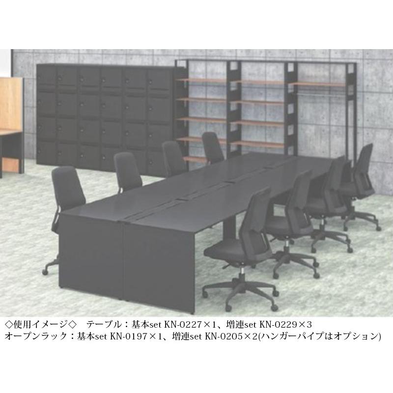 会議テーブル 増連セット ミーティングテーブル オフィスデスク フリーアドレス 幅120cm 奥行140cm 両面 オープン脚 コードホール KN-0171_4